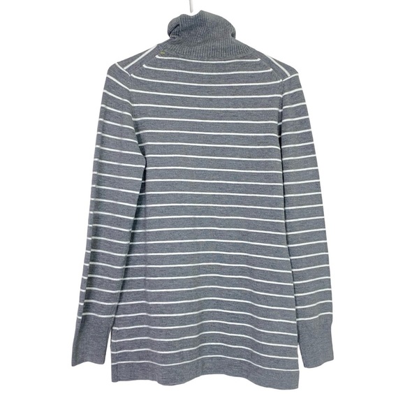 French Connection Sweater Tunic Womens Size Large Gray Striped Turtleneck Grey - Picture 2 of 7